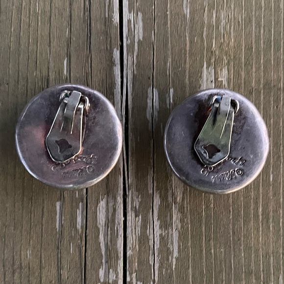 Hillel Efrat Modernist Large Hollow Sterling Silver Clip On Earrings - Picture 9 of 12